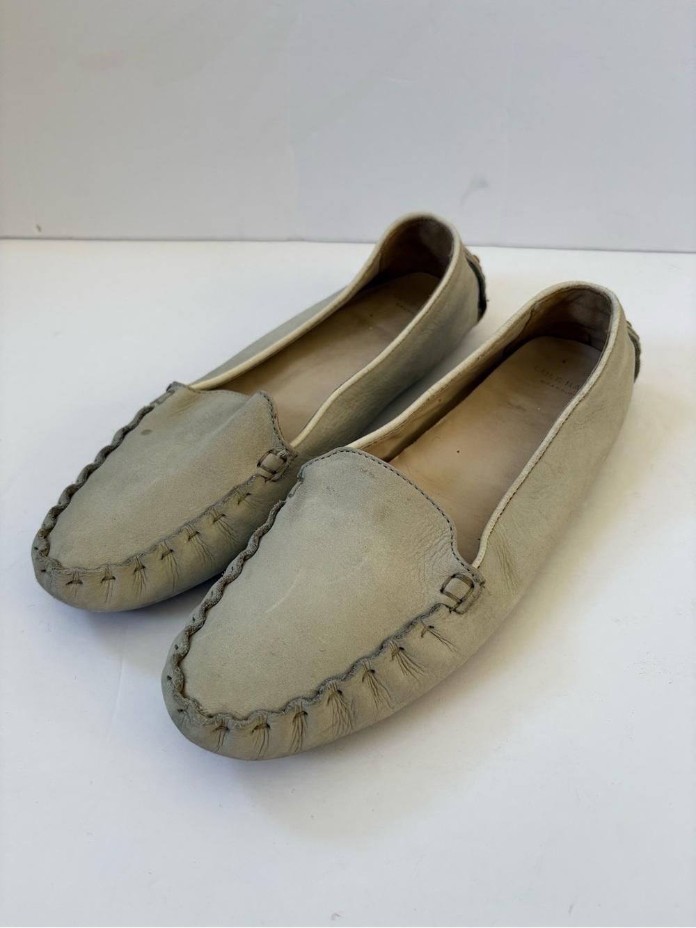 Cole Haan Grand Light Blue Leather Driver Loafer Shoes Flats Moccasins 8 Career